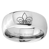 8mm Fleur De Lis Mirror Dome Tungsten Carbide Engagement Ring