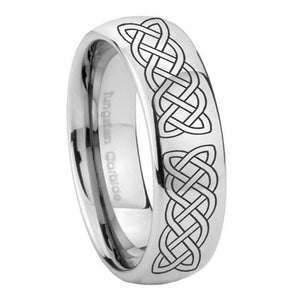 8mm Celtic Knot Mirror Dome Tungsten Carbide Custom Ring for Men