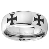 10mm 4 Maltese Cross Mirror Dome Tungsten Carbide Wedding Bands Ring