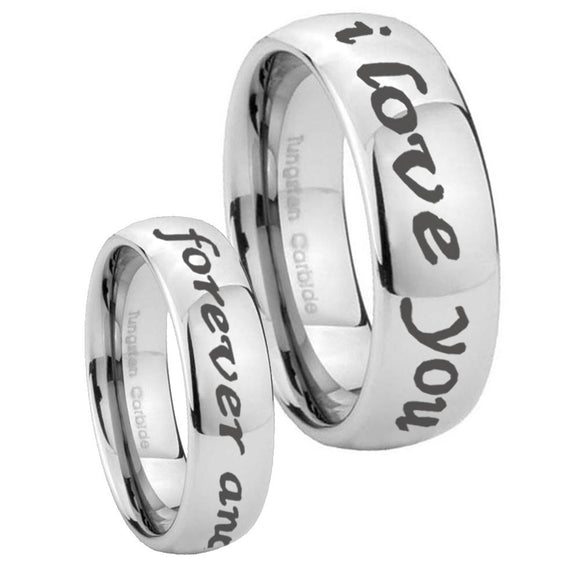 8mm I Love You Forever and ever Mirror Dome Tungsten Carbide Mens Bands Ring