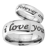His Hers I Love You Forever and ever Mirror Dome Tungsten Men's Wedding Ring Set