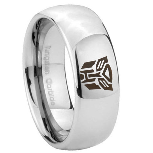 8mm Transformers Autobot Mirror Dome Tungsten Carbide Custom Ring for Men