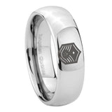 8mm Chief Master Sergeant Vector Mirror Dome Tungsten Carbide Men's Band Ring