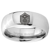 8mm Chief Master Sergeant Vector Mirror Dome Tungsten Carbide Men's Band Ring