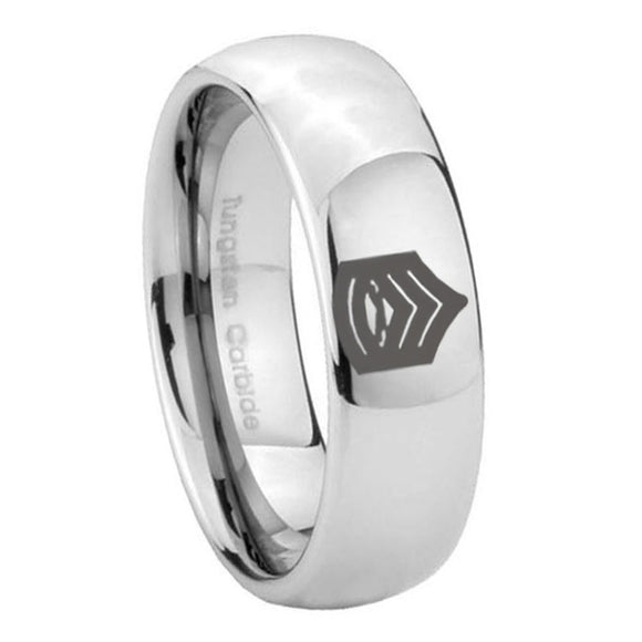 10mm Army Sergeant Major Mirror Dome Tungsten Carbide Mens Ring