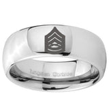 10mm Army Sergeant Major Mirror Dome Tungsten Carbide Mens Ring