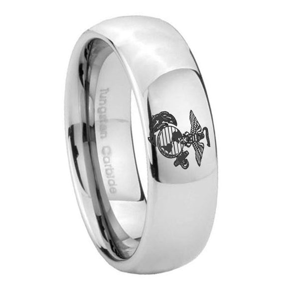 8mm Marine Mirror Dome Tungsten Carbide Wedding Engraving Ring