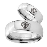 Bride and Groom CTR Mirror Dome Tungsten Carbide Custom Ring for Men Set