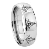 8mm Multiple Master Mason Mirror Dome Tungsten Carbide Men's Engagement Band