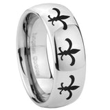 10mm Multiple Fleur De Lis Mirror Dome Tungsten Carbide Anniversary Ring