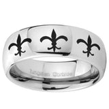 10mm Multiple Fleur De Lis Mirror Dome Tungsten Carbide Anniversary Ring