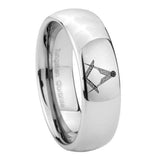 10mm Masonic Mirror Dome Tungsten Carbide Mens Ring Personalized