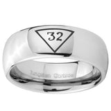 8mm Masonic 32 Triangle Freemason Mirror Dome Tungsten Carbide Mens Ring Personalized