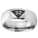 8mm Masonic 32 Triangle Design Freemason Mirror Dome Tungsten Carbide Mens Ring Personalized