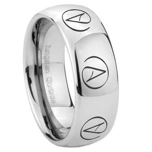 8mm Atheist Design Mirror Dome Tungsten Carbide Men's Band Ring