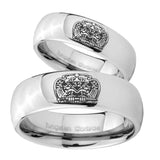 Bride and Groom Masonic 32 Degree Freemason Mirror Dome Tungsten Carbide Custom Mens Ring Set