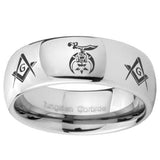 8mm Masonic Shriners Mirror Dome Tungsten Carbide Engraved Ring