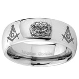 8mm Masonic 32 Design Mirror Dome Tungsten Carbide Anniversary Ring