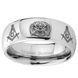 10mm Masonic 32 Design Mirror Dome Tungsten Carbide Mens Engagement Ring