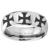 10mm Multiple Maltese Cross Mirror Dome Tungsten Carbide Rings for Men