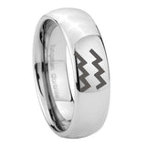 10mm Aquarius Horoscope Mirror Dome Tungsten Carbide Men's Wedding Band