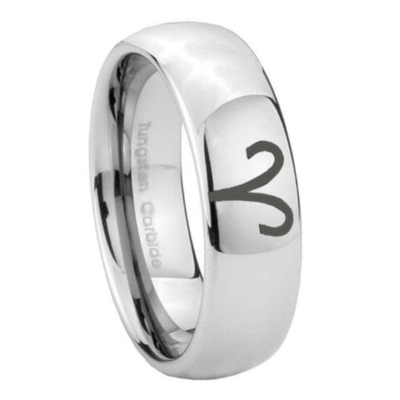 10mm Aries Zodiac Mirror Dome Tungsten Carbide Mens Wedding Ring