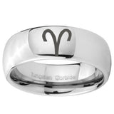 10mm Aries Zodiac Mirror Dome Tungsten Carbide Mens Wedding Ring