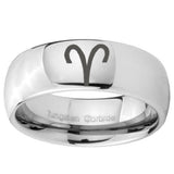 8mm Aries Zodiac Mirror Dome Tungsten Carbide Mens Engagement Ring