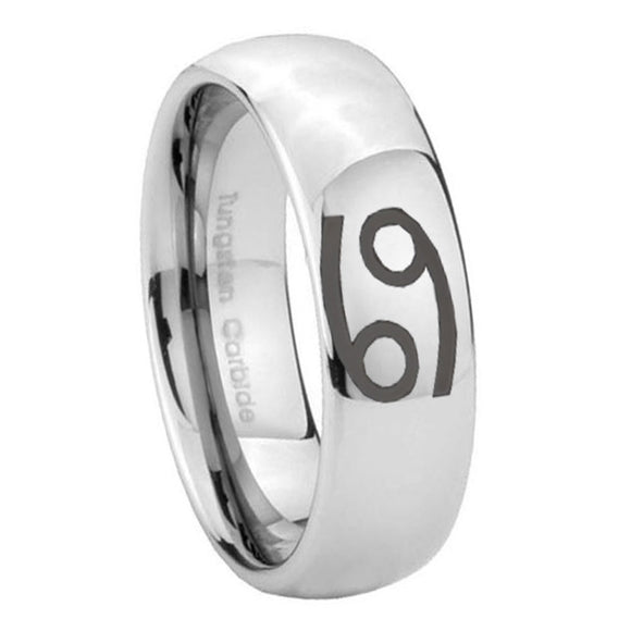 10mm Cancer Horoscope Mirror Dome Tungsten Carbide Men's Wedding Ring