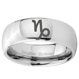 8mm Capricorn Zodiac Mirror Dome Tungsten Carbide Mens Promise Ring
