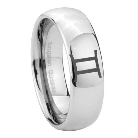 10mm Gemini Zodiac Mirror Dome Tungsten Carbide Promise Ring