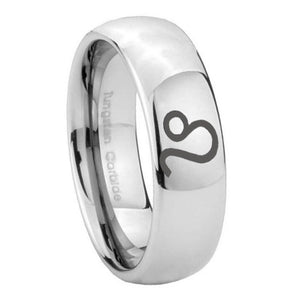 10mm Leo Zodiac Mirror Dome Tungsten Carbide Mens Promise Ring