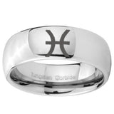 10mm Pisces Zodiac Mirror Dome Tungsten Carbide Wedding Band Ring