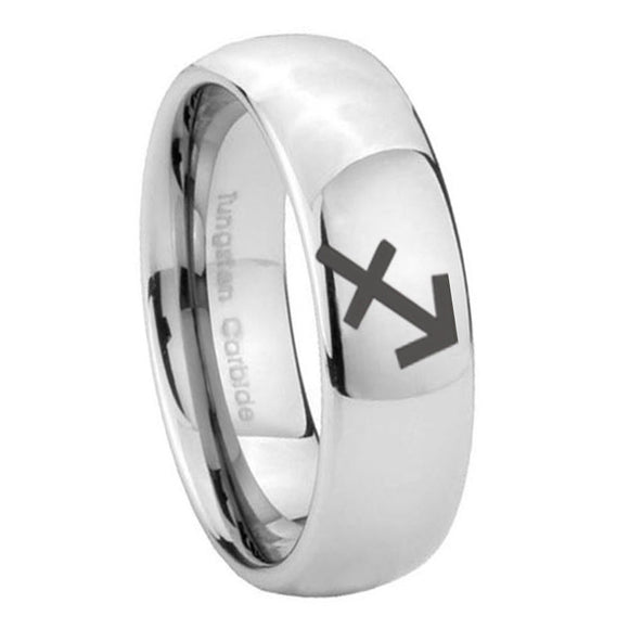 10mm Sagittarius Zodiac Mirror Dome Tungsten Carbide Wedding Bands Ring