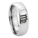 8mm Virgo Zodiac Mirror Dome Tungsten Carbide Mens Wedding Ring