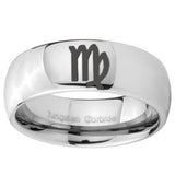 8mm Virgo Zodiac Mirror Dome Tungsten Carbide Mens Wedding Ring