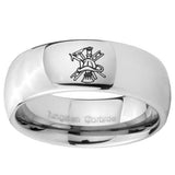 8mm Fireman Mirror Dome Tungsten Carbide Wedding Engraving Ring