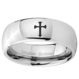 10mm Flat Christian Cross Mirror Dome Tungsten Carbide Custom Mens Ring