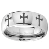 10mm Multiple Christian Cross Mirror Dome Tungsten Wedding Engraving Ring