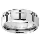 10mm Multiple Christian Cross Mirror Dome Tungsten Carbide Bands Ring