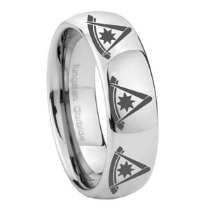 10mm Multiple Pester Master Masonic Mirror Dome Tungsten Mens Anniversary Ring