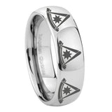 8mm Multiple Pester Master Masonic Mirror Dome Tungsten Wedding Band Mens