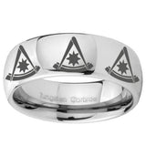 10mm Multiple Pester Master Masonic Mirror Dome Tungsten Mens Anniversary Ring