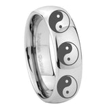 10mm Multiple Yin Yang Mirror Dome Tungsten Carbide Mens Bands Ring