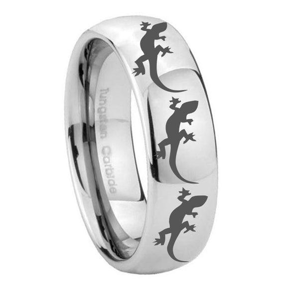 10mm Multiple Lizard Mirror Dome Tungsten Carbide Mens Engagement Band