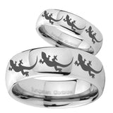 Bride and Groom Multiple Lizard Mirror Dome Tungsten Mens Promise Ring Set