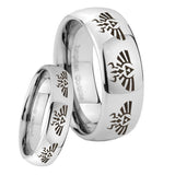 His Hers Multiple Zelda Skyward Sword Mirror Dome Tungsten Mens Bands Ring Set