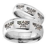 His Hers Multiple Zelda Skyward Sword Mirror Dome Tungsten Mens Bands Ring Set