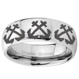 10mm Multiple Anchor Mirror Dome Tungsten Carbide Mens Engagement Ring