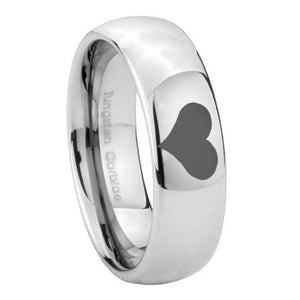 8mm Heart Mirror Dome Tungsten Carbide Custom Mens Ring